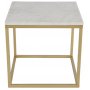 Accent lampbord 50x50 cm - Vit marmor / Mssing