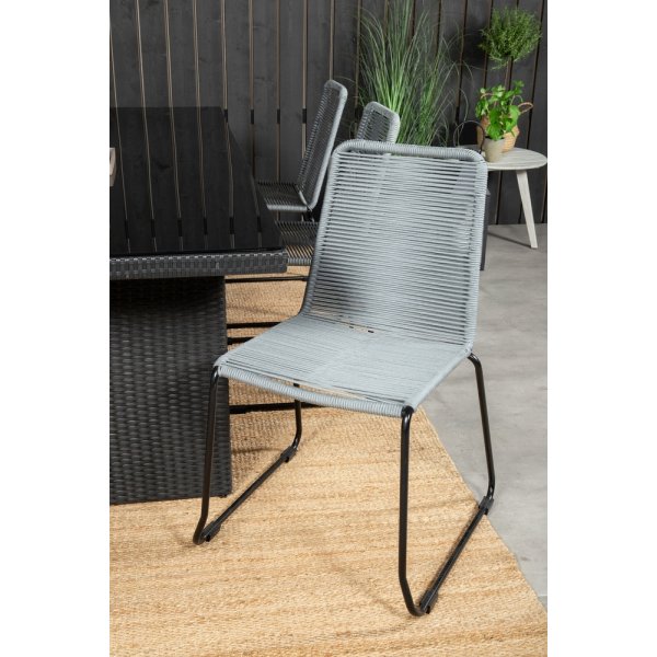 Padova utematgrupp med 6 st Lindos stolar - Svart/Grå Padova utematgrupp med 6 st Lindos stolar - Svart/Grå