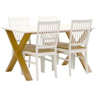 Matgrupp: NordiForm Artic matbord 140 - ek / vit + 4 st Selma vit / ek Matgrupp: NordiForm Artic matbord 140 - ek / vit + 4 st Selma vit / ek