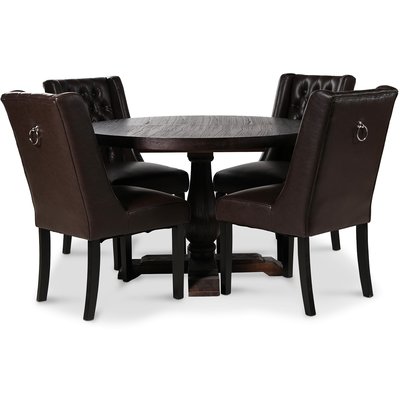 Lamier matgrupp Bord med 4 st Windsor stolar i brunt PU med rygghandtag