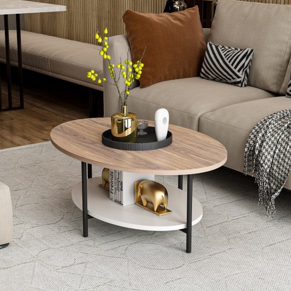 Elis soffbord 90 x 60 cm - Ek/vit Elis soffbord 90 x 60 cm - Ek/vit