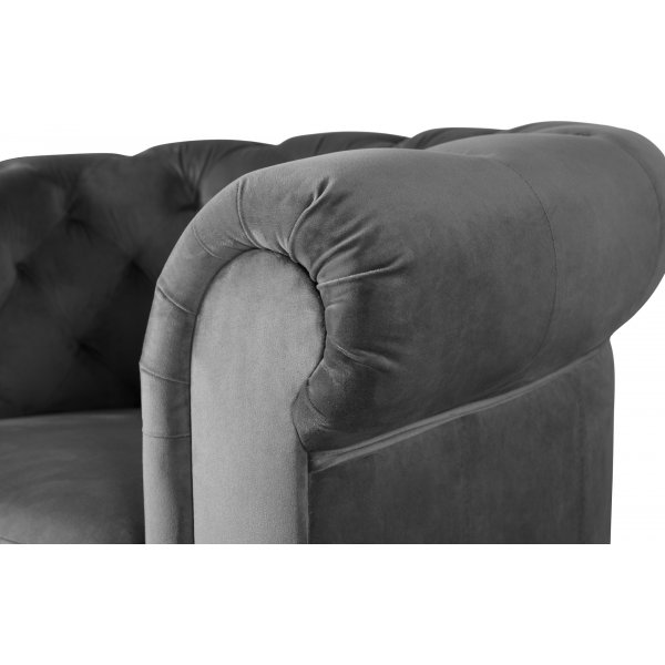Fåtölj chesterfield grå sammet Royal + Fläckborttagare för möbler Fåtölj chesterfield grå sammet Royal + Fläckborttagare för möbler
