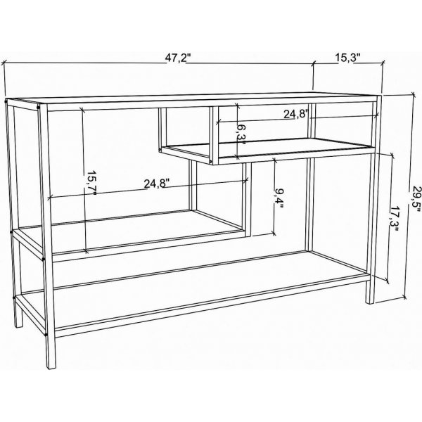 Banc média Robbins avec tablettes - Blanc/chêne Banc média Robbins avec tablettes - Blanc/chêne
