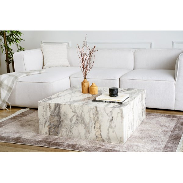 Table basse Prizma 90 x 90 cm - Marbre blanc