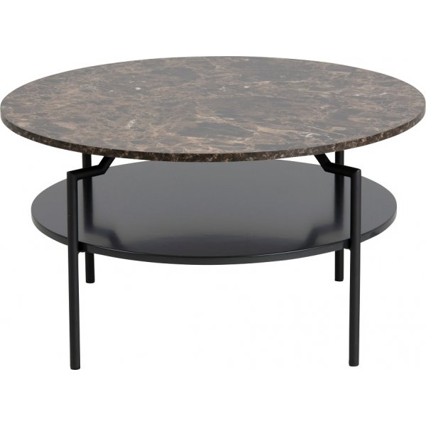 Goldington soffbord 80 cm - Brun marmor/Svart