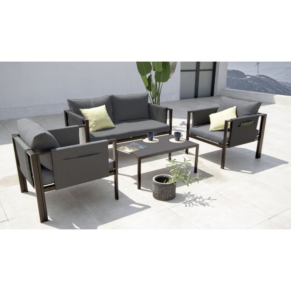 Nice loungegrupp - Svart / Gr + Textilskydd fr mbler