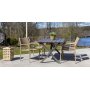 Scottsdale utematgrupp med 4 st karmstolar (stapelbara) och matbord 150 cm - Natur + Textilskydd fr mbler