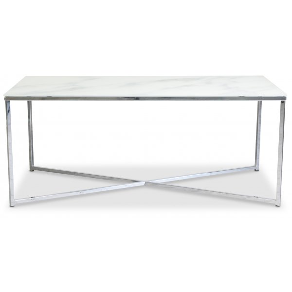 Palasso soffbord 110 cm - Krom / Ljus marmorering + M�beltassar