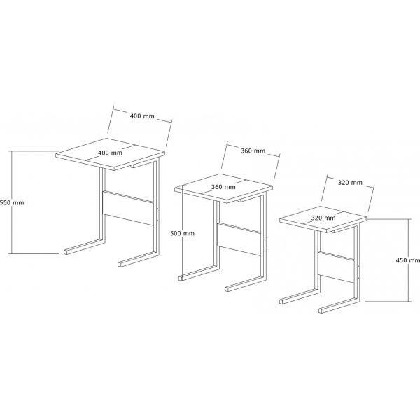 Sali satsbord 32/36/40 x 32/36/40 cm - Svart/valnt