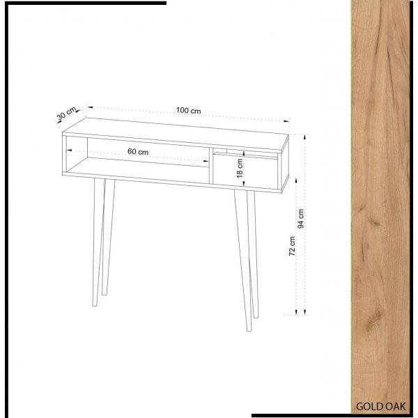 Kogi avlastningsbord 100 x 30 cm - Ek/vit Kogi avlastningsbord 100 x 30 cm - Ek/vit