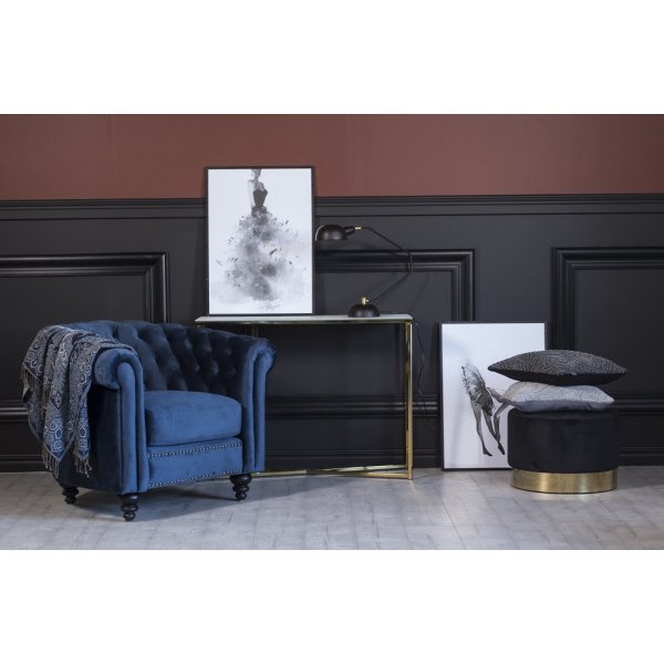 Royal Chesterfield f�t�lj bl� sammet