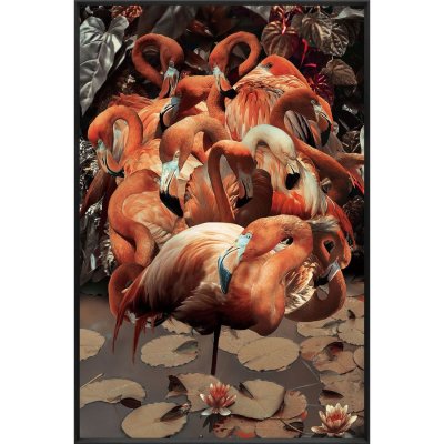 Glastavla - Flamingo - 80x120 cm