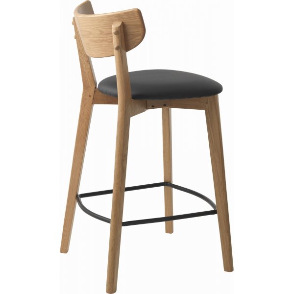 Chaise de comptoir Tatomanto - PU noir/chêne Chaise de comptoir Tatomanto - PU noir/chêne