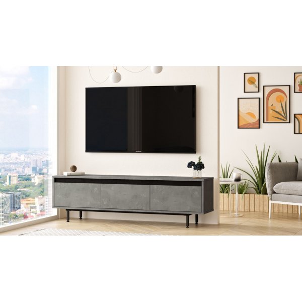 Luvio TV-bänk 1 - Silver/svart Luvio TV-bänk 1 - Silver/svart