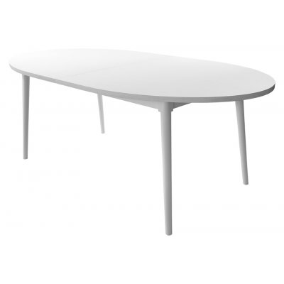 Asper ovalt utfllbart matbord 207-257 x 100 cm - Ekfaner/vit