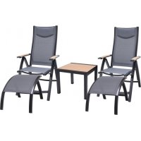 Panama loungegrupp 4 - Svart/teak