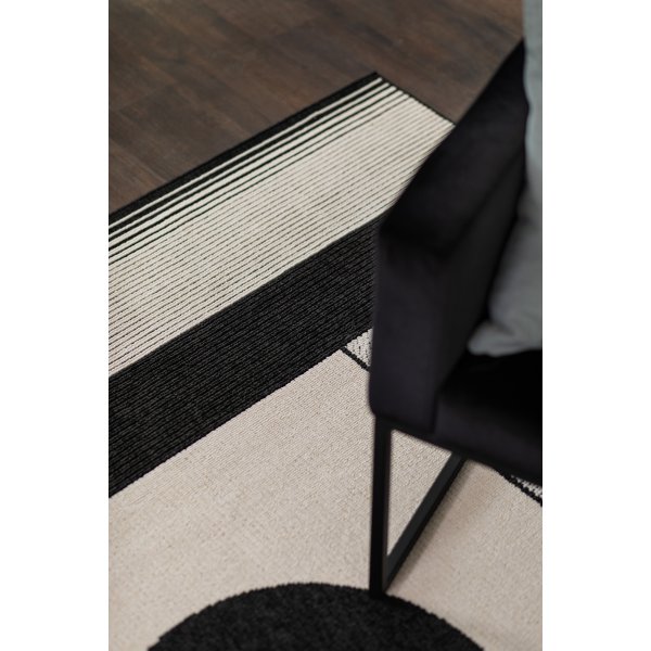 Tapis tiss plat moderne Venus Noir/Blanc