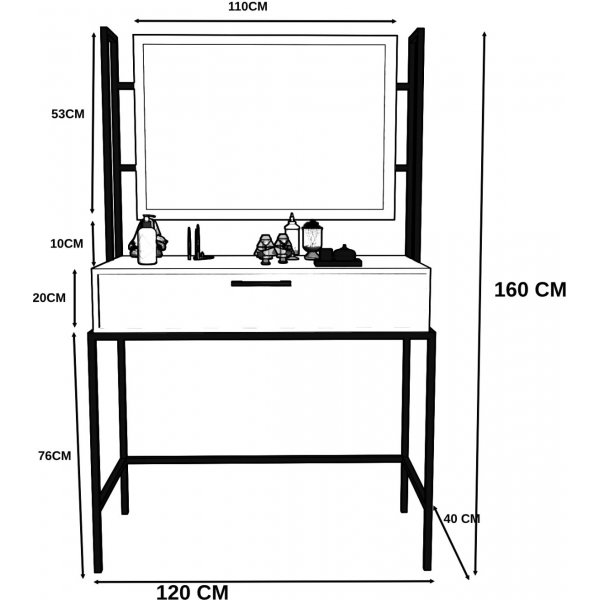 Contempo sminkbord 120 x 40 cm - Valnöt Contempo sminkbord 120 x 40 cm - Valnöt