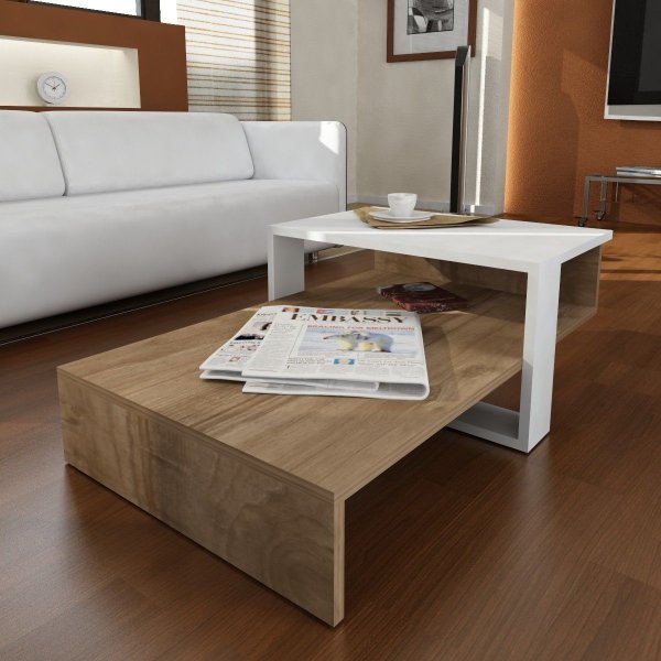 Charm soffbord 80 x 43,6 cm - Vit/valnt