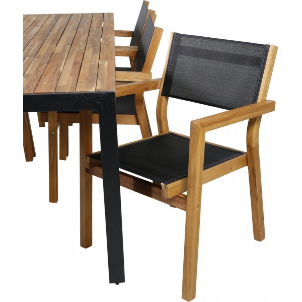 Bois utematgrupp med 6 st Venice stolar - Svart/Natur