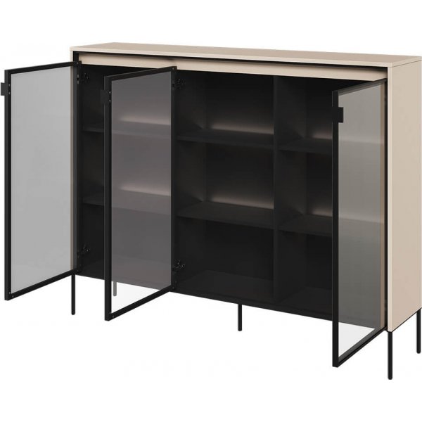 Trend vitrinekast H118 cm - Beige/zwart