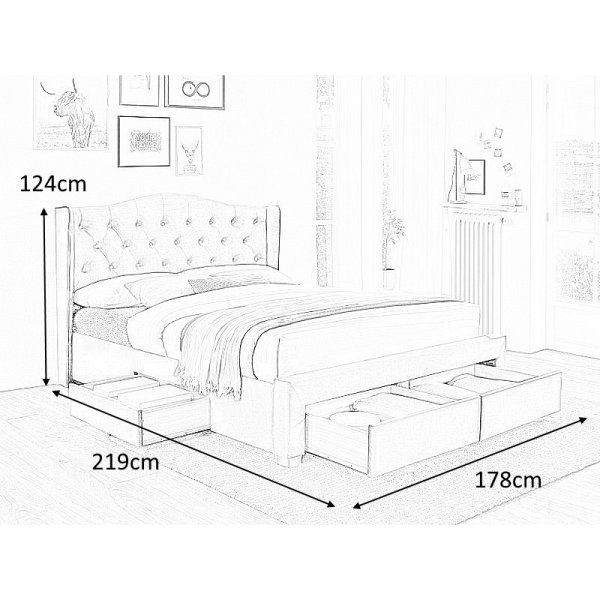 Duncan bedframe met opberger 160x200 cm - Grijs fluweel