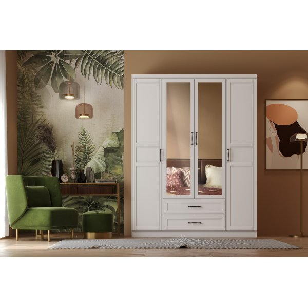 Armoire Henné 140 x 50 x 210 cm - Blanc Armoire Henné 140 x 50 x 210 cm - Blanc