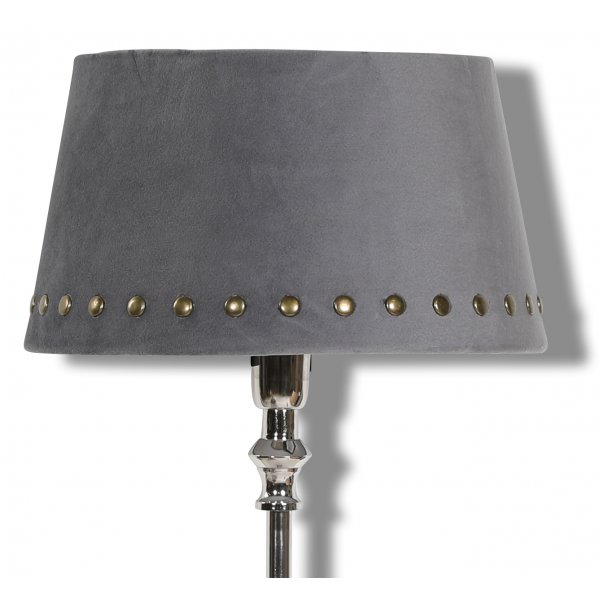 Velvet lampskrm med nitar 33 cm - Gr / Mssing