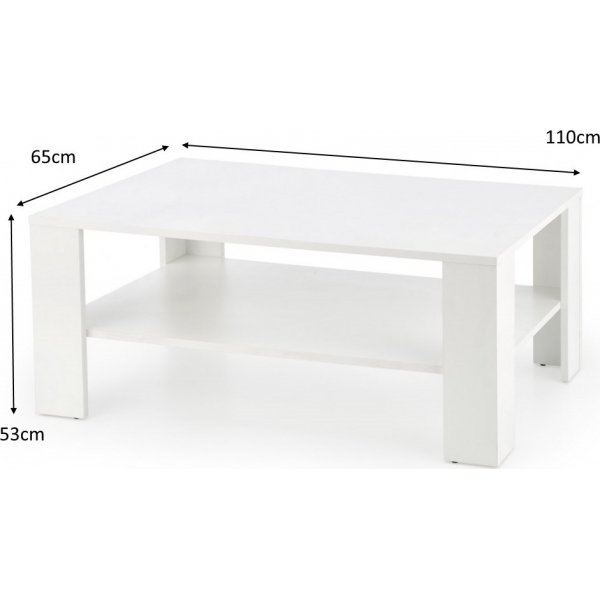 Table basse Pacey 110 x 65 cm - Blanc + Pieds de meubles