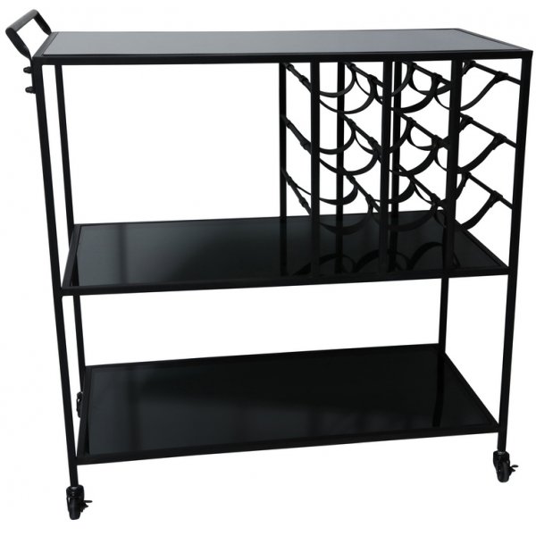 Mindy Drink & serveringsvagn med vinstll 83 x 40 cm - Svart
