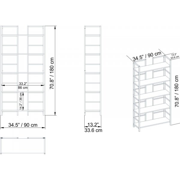 Tinleys bokhylla - Valnöt/svart Tinleys bokhylla - Valnöt/svart