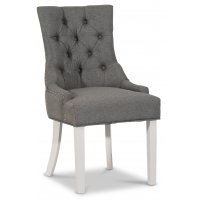 Decotique stol med kromade nitar (Rygghandtag) - Grå/Vit Decotique stol med kromade nitar (Rygghandtag) - Grå/Vit