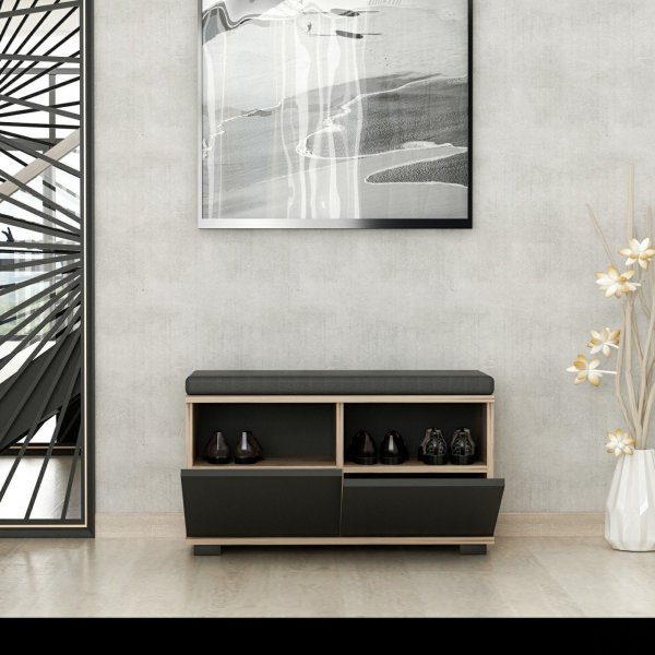 Drago skoskåp - Valnöt/svart Drago skoskåp - Valnöt/svart