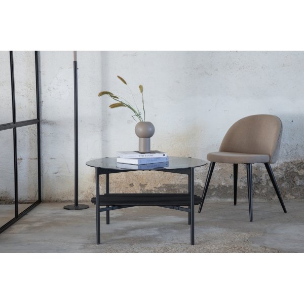 Table basse Adel 80 cm - Noir/verre