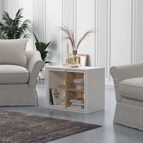 Bizayni satsbord 62x34 | 27x32 | 27x32 cm - Vit/ek