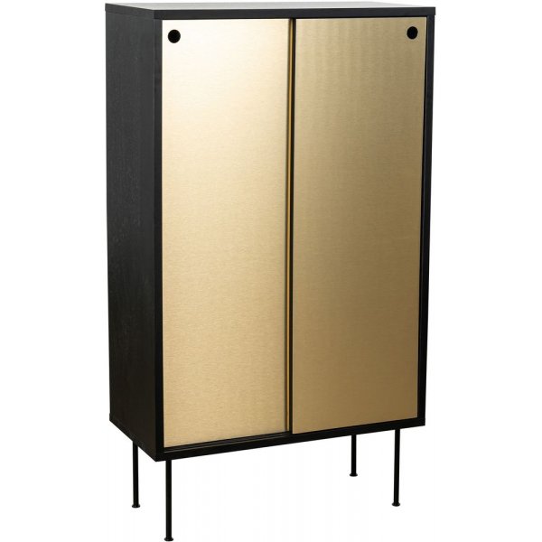Volume svart skåp med skjutdörrar i mässing Volume svart skåp med skjutdörrar i mässing