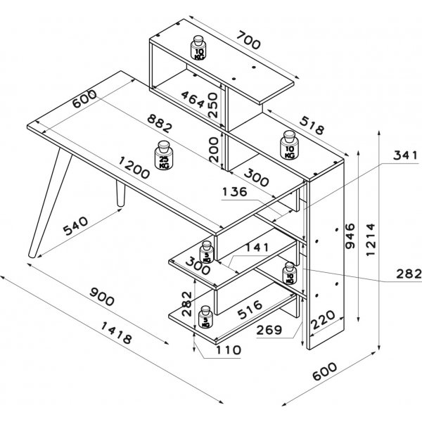 Uzay skrivbord 141,8x60 cm - Valnöt/vit Uzay skrivbord 141,8x60 cm - Valnöt/vit