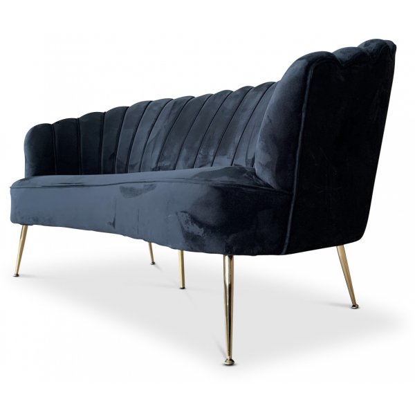 Snäckan 3-sits soffa - Svart sammet / Mässing Snäckan 3-sits soffa - Svart sammet / Mässing