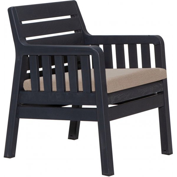 Groupe salon Lara avec 2 fauteuils et table - Anthracite Groupe salon Lara avec 2 fauteuils et table - Anthracite