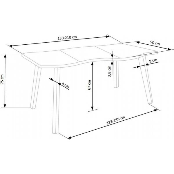 Table à manger Horst 150-210 x 90 cm - Chêne/noir Table à manger Horst 150-210 x 90 cm - Chêne/noir