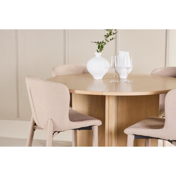 Matbord Strada med 4 st Astoria stolar - Beige/whitewash + 3.00 x Mbeltassar