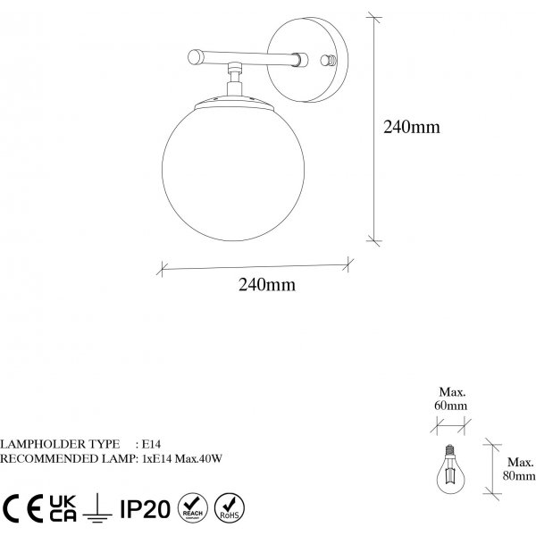 Rosy wandlamp 10725 - Goud/wit