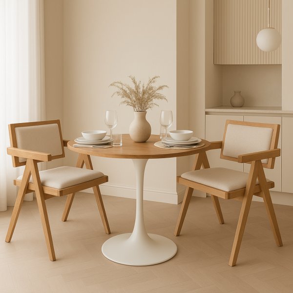 Matbord ek/vit Ø80 cm - Sumner Matbord ek/vit Ø80 cm - Sumner