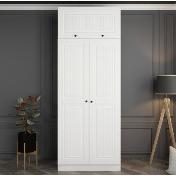 Armoire Capeto avec meuble haut, 90 cm - Blanc Armoire Capeto avec meuble haut, 90 cm - Blanc