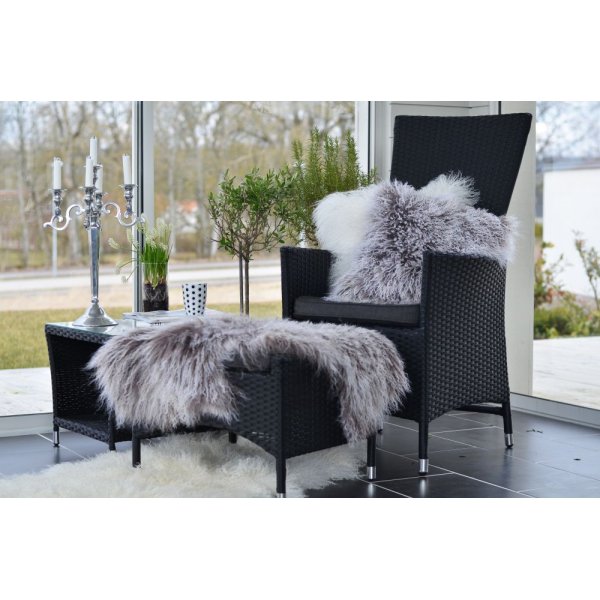 Shansi kuddfodral f�rskinn Gr�/vit