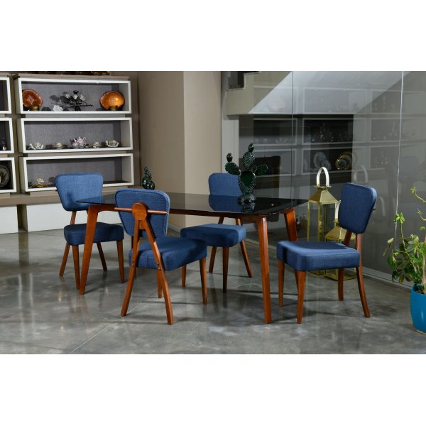 Groupe repas Lici - Noyer/bleu Groupe repas Lici - Noyer/bleu