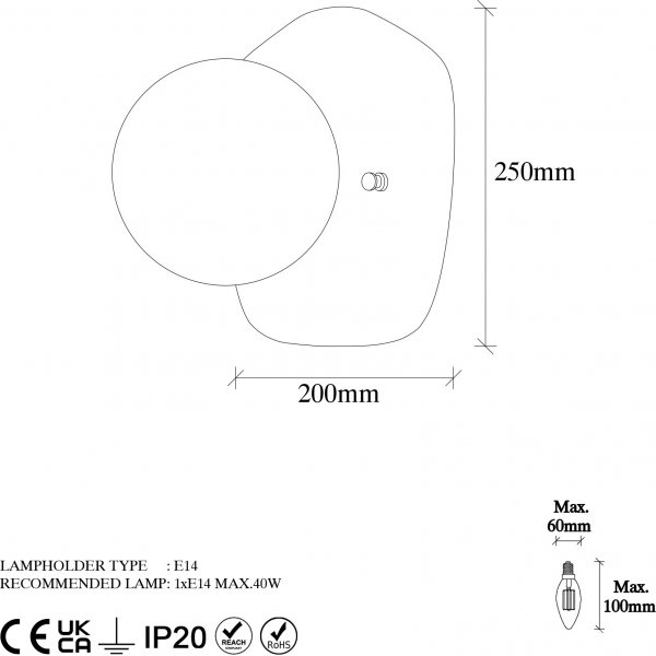 Well wandlamp 11680 - Zwart/wit
