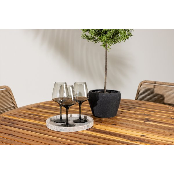 Lumpur rund matgrupp med 4 st Lindos stolar - Akacia/svart + 4.00 x Stolsdyna