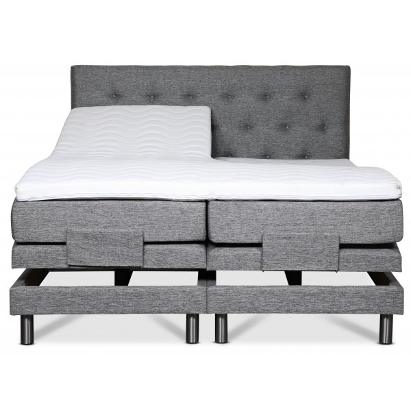 Klara compleet verstelbaar tweepersoonsbed met hoofdeinde 7-zone Pocket - Grijs