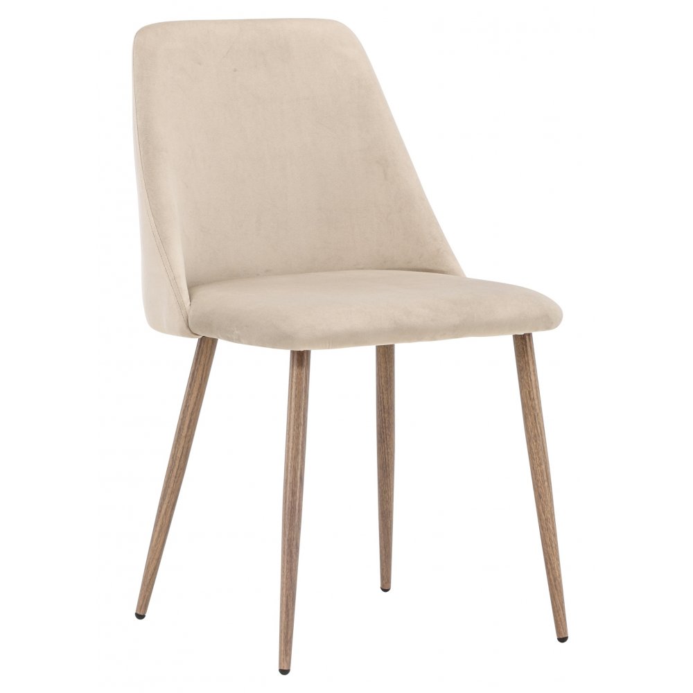 2 st Matstol beige sammet med ekben - Klädda & stoppade stolar, Matstolar & Köksstolar, Stolar